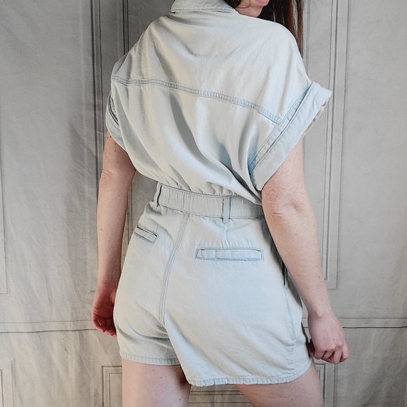 Zara Denim Button Utilitarian Romper - Picture 4 of 9